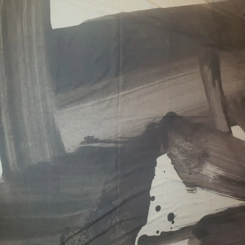Large Abstract Art Fabric Panel Wall Hanging Monochrome Minimalist Tapestry NWOT